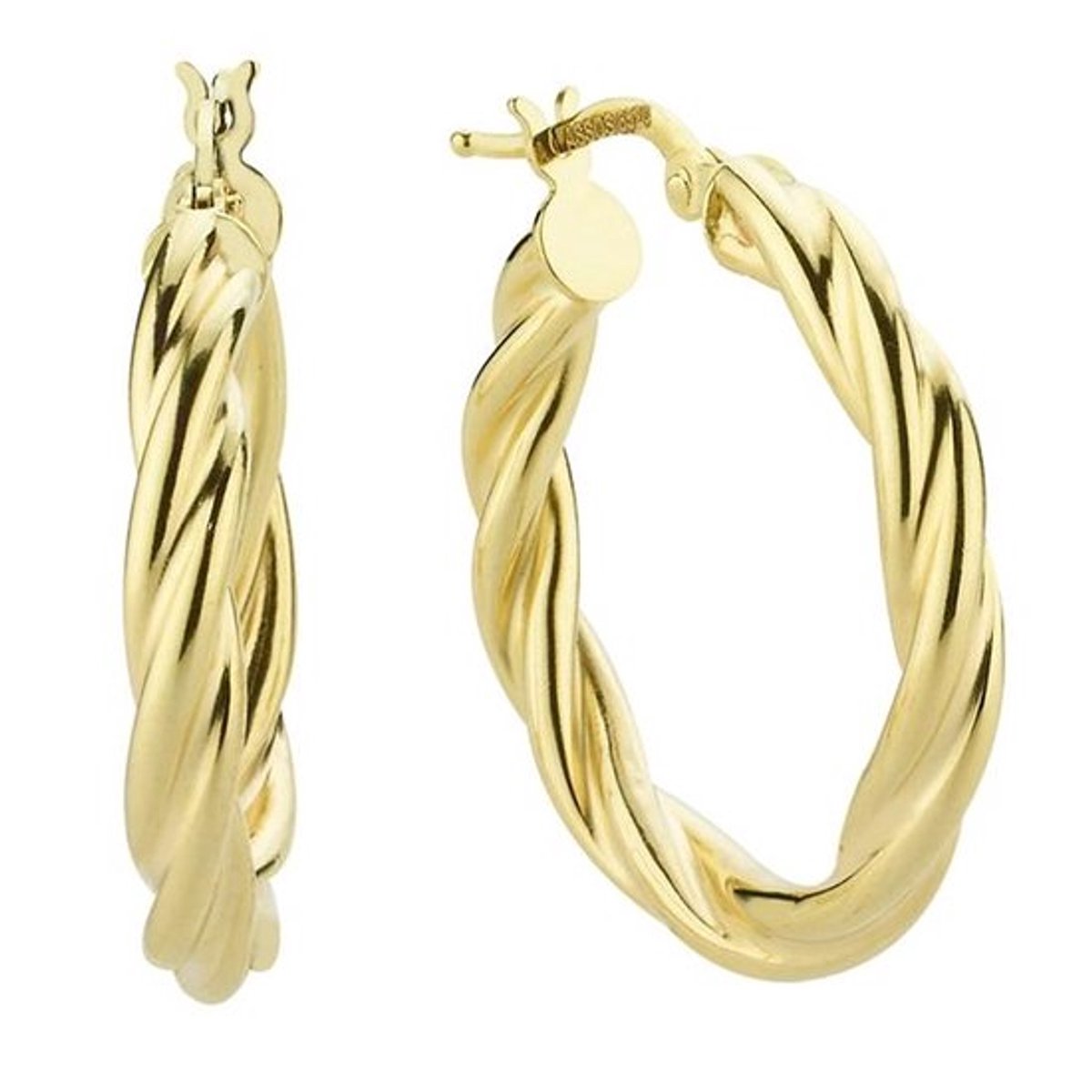 Gouden Wokkel Oorringen 23 mm 4 mm 14 karaats