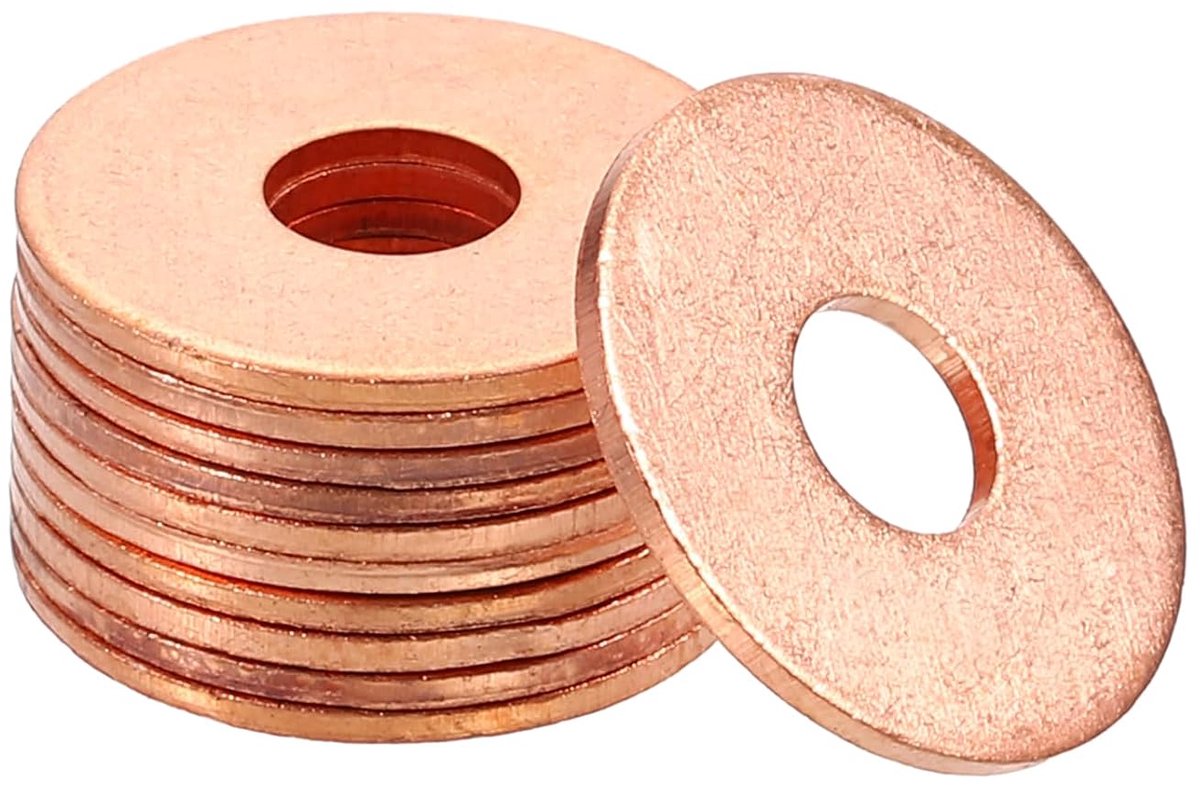 40 stuks 6 mm x 18 mm x 1 mm koperen platte afdichtingen schroeven voor bouten
