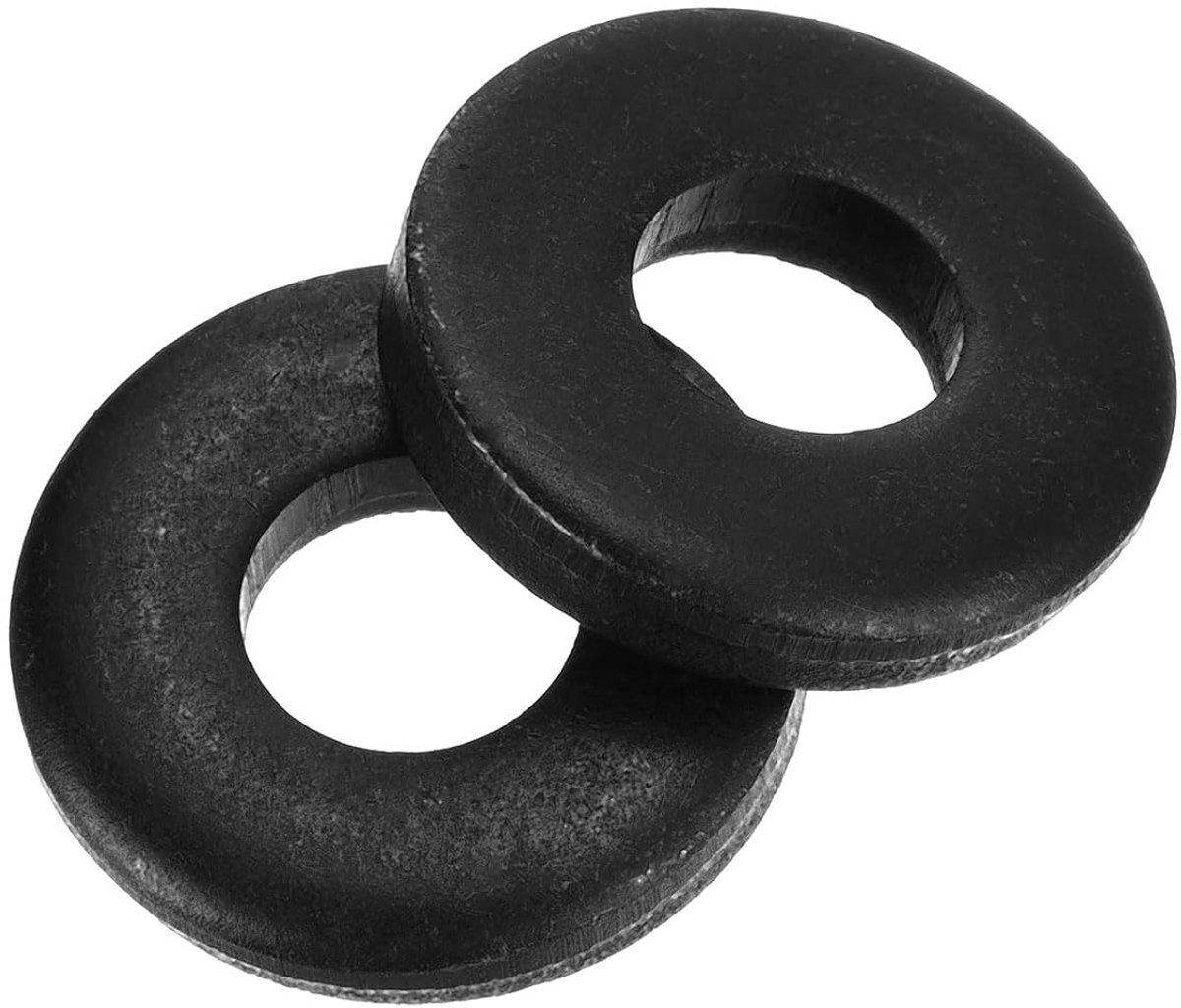 Set van 20 stuks, M10 x 25 x 5 mm, koolstofstaal, sluitringen, zwart geoxideerde platte afdichtingen, sluitringen, set voor schroeven, moeren, schroefdraadstang