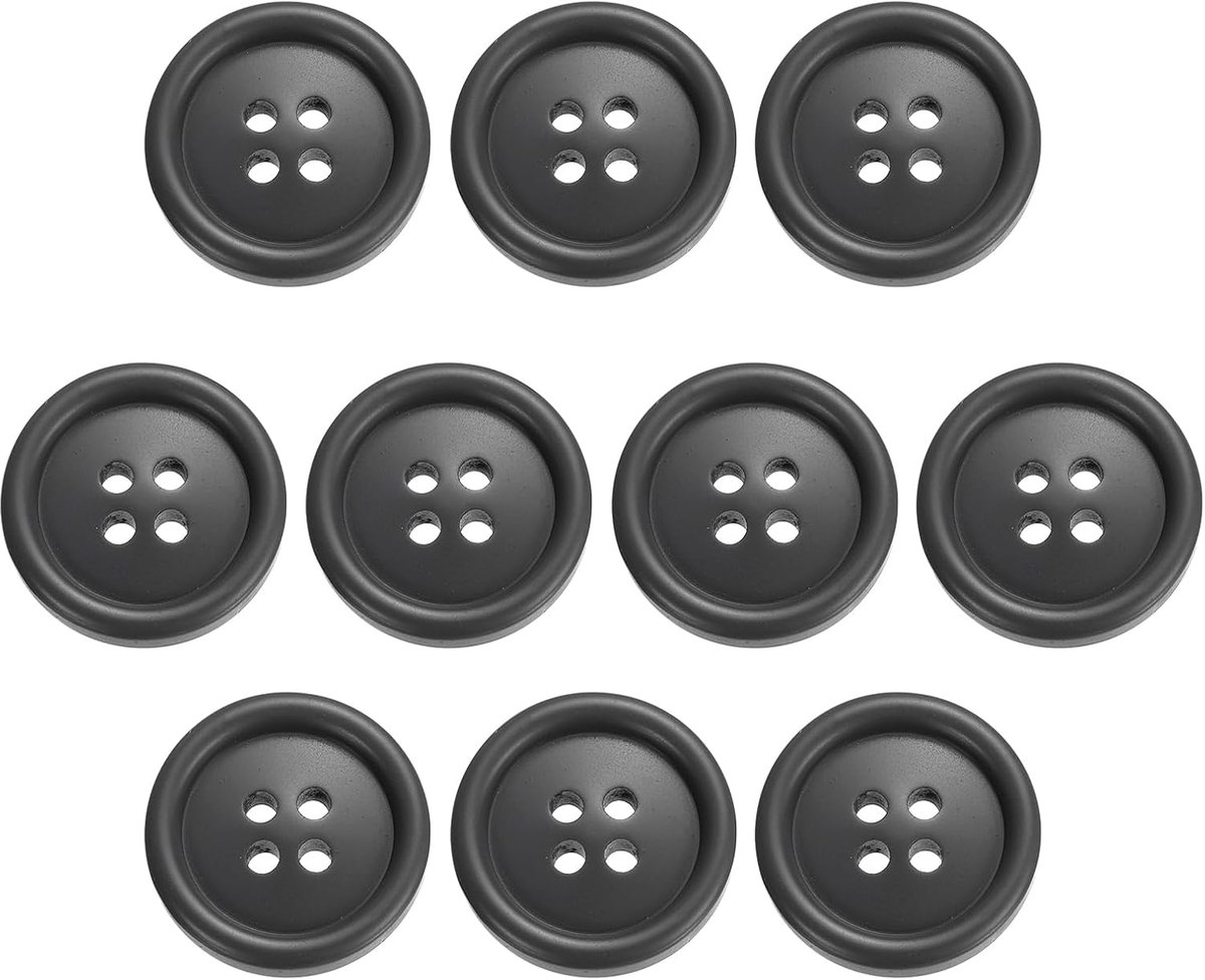 Knopen, 20 mm 4 gaten naaien harsknopen, knutselknopen, ronde reserveknopen voor naaien, mantel, overhemden, kleding, doe-het-zelf handwerk, decoratie, donkerzwart