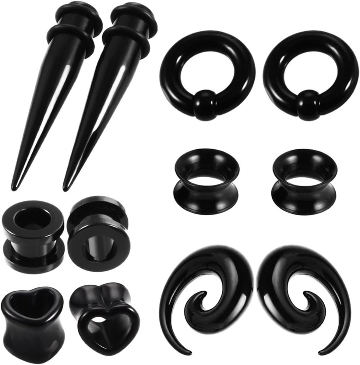 Oordoppen Tunnels Kit: 4 5 6 8 10 mm 12 Stks Brancards Acryl Oor Stretching Tapers Plugs Geschenken voor Mannen Vrouwen