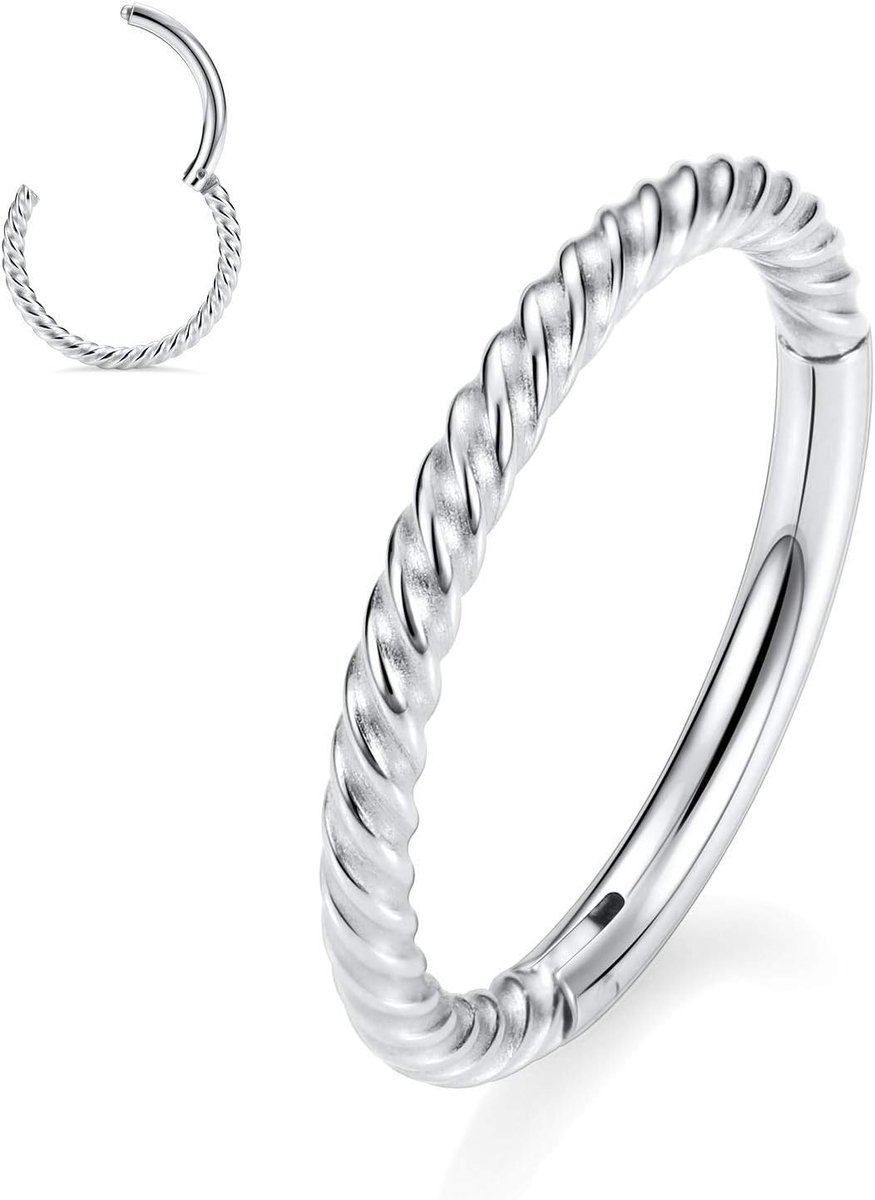 316L chirurgisch stalen scharnier, neusringen, hoepel, 18G, 16G, naadloze piercingringen voor neusscherm kraakbeen, helix, tragus, conch, rook, daith lobe, diameter 6 mm tot 12 mm,