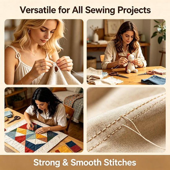 3-in-1 draadset met opbergdoos, polyester, 9 levendige kleuren, zwart en wit, universele standaardmaat, voor thuisnaaimachines — afbeelding 2