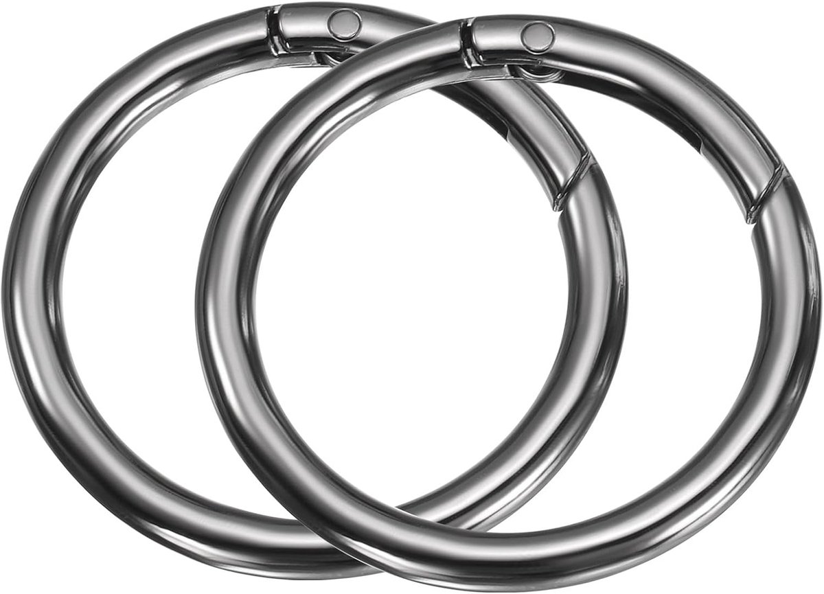Veerringen van metaal, 1,5 inch, ronde veerkarabijnhaken voor sleutelhanger, doe-het-zelf tas, handtas, zwart