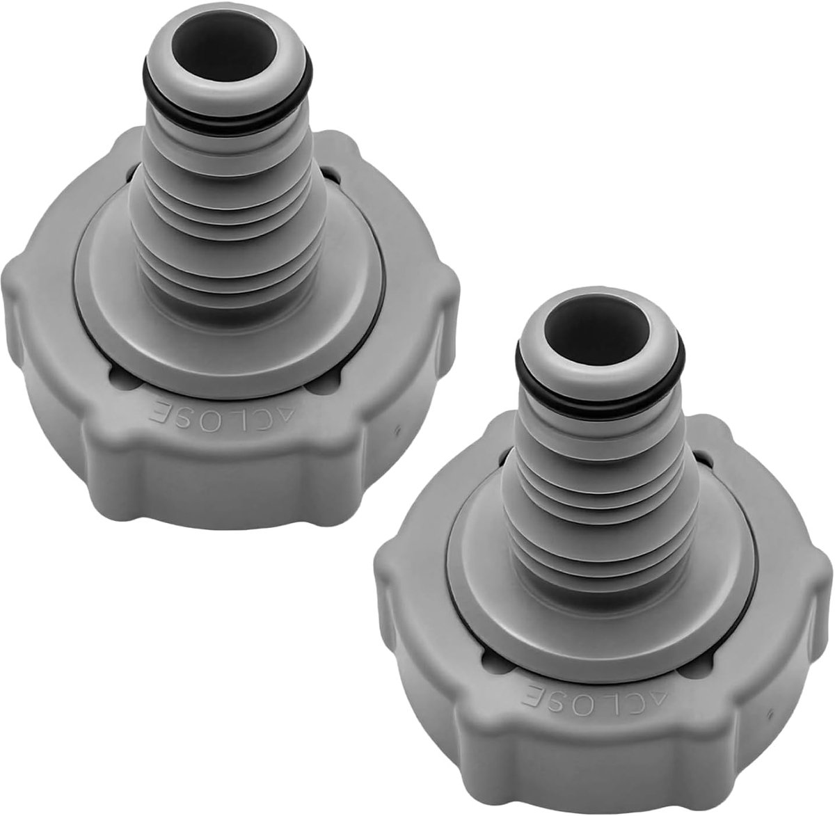 - afvoerventiel voor zwembad, afvoerslang Ø 32 mm, kunststof zwembadadapter, aansluiting voor tuinzwembad, aansluiting voor afvoerslang, snelle montage (2 stuks, grijs)