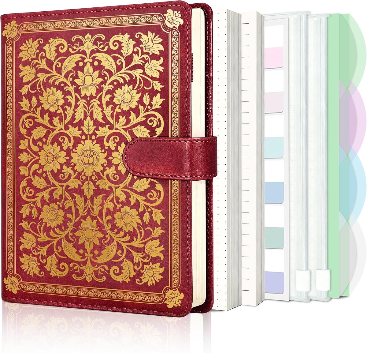 Notitieboek met ronde ringen - gouden reliëf - stijlvol ontwerp - ideaal voor aantekeningen - SnelShoppen