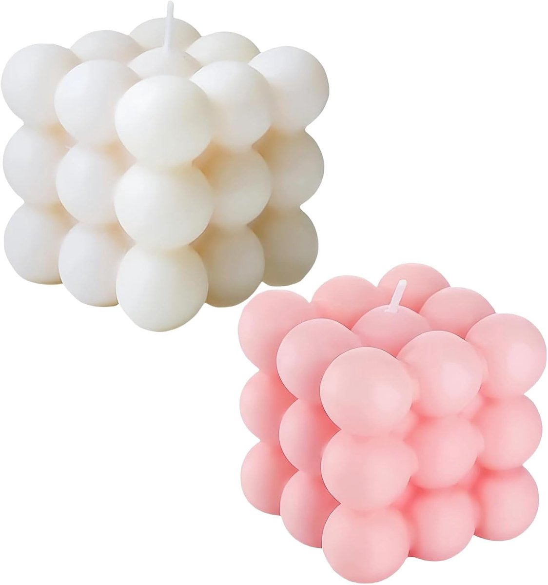 Bubbelkaarsen 2 stuks - handgemaakt - sojawas - natuurlijke geur voor decoratie - SnelShoppen