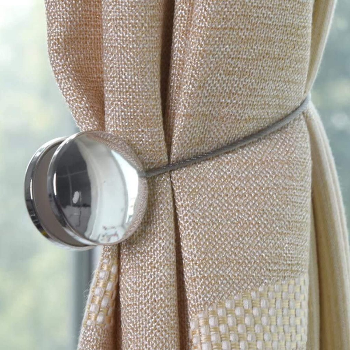 Cortinestoppers 4pcs - Magnetisch - Zilver - Houdt gordijnen elegant op zijn plek - SnelShoppen