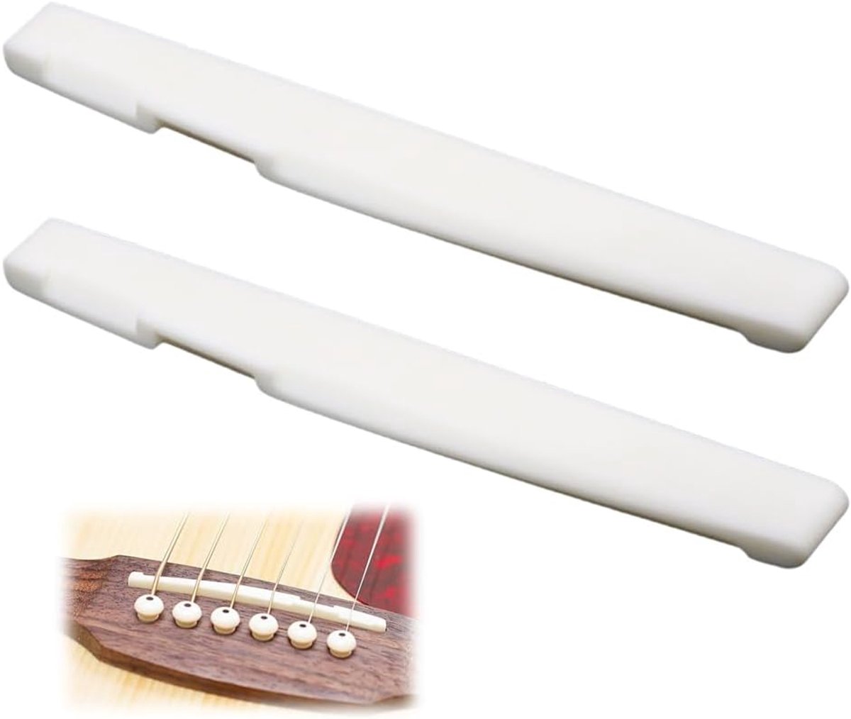 Guitar parts 2-delige set van capo en zadel - natuurlijk botmateriaal - optimale snaarspanning - SnelShoppen