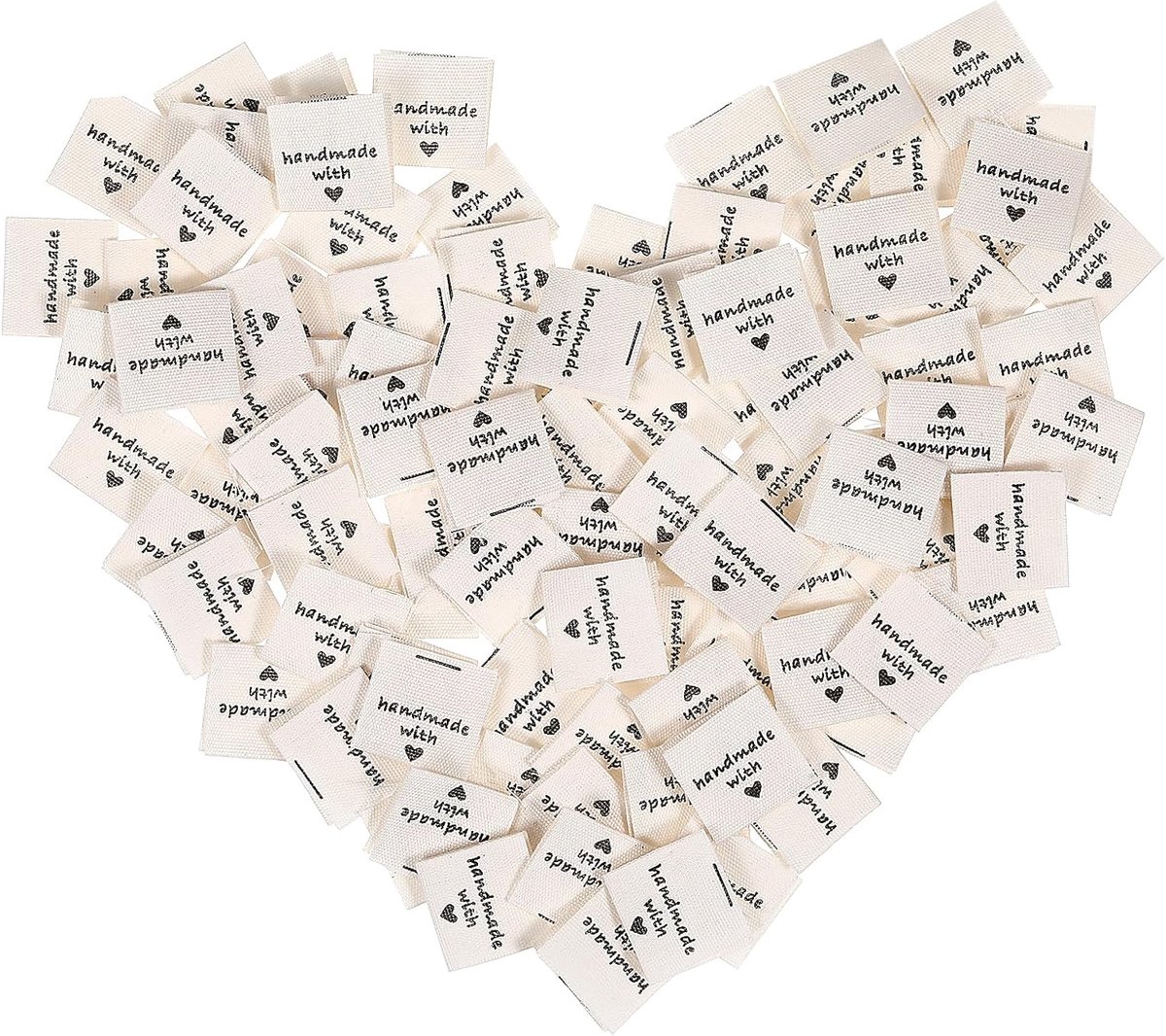 Borduurlabels 100 Stuks - 2 x 4 cm PU Label - Handmade with Love - Perfect voor Zelfgemaakte Kleding - SnelShoppen