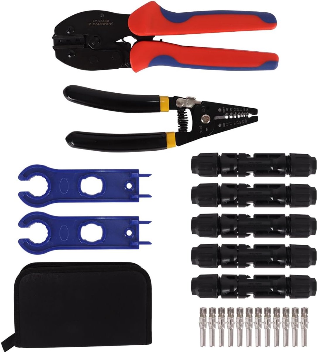 Zonne-energie krimptangset - 2,5/4,0/6,0 mm² - inclusief draadstripper en steeksleutel - SnelShoppen