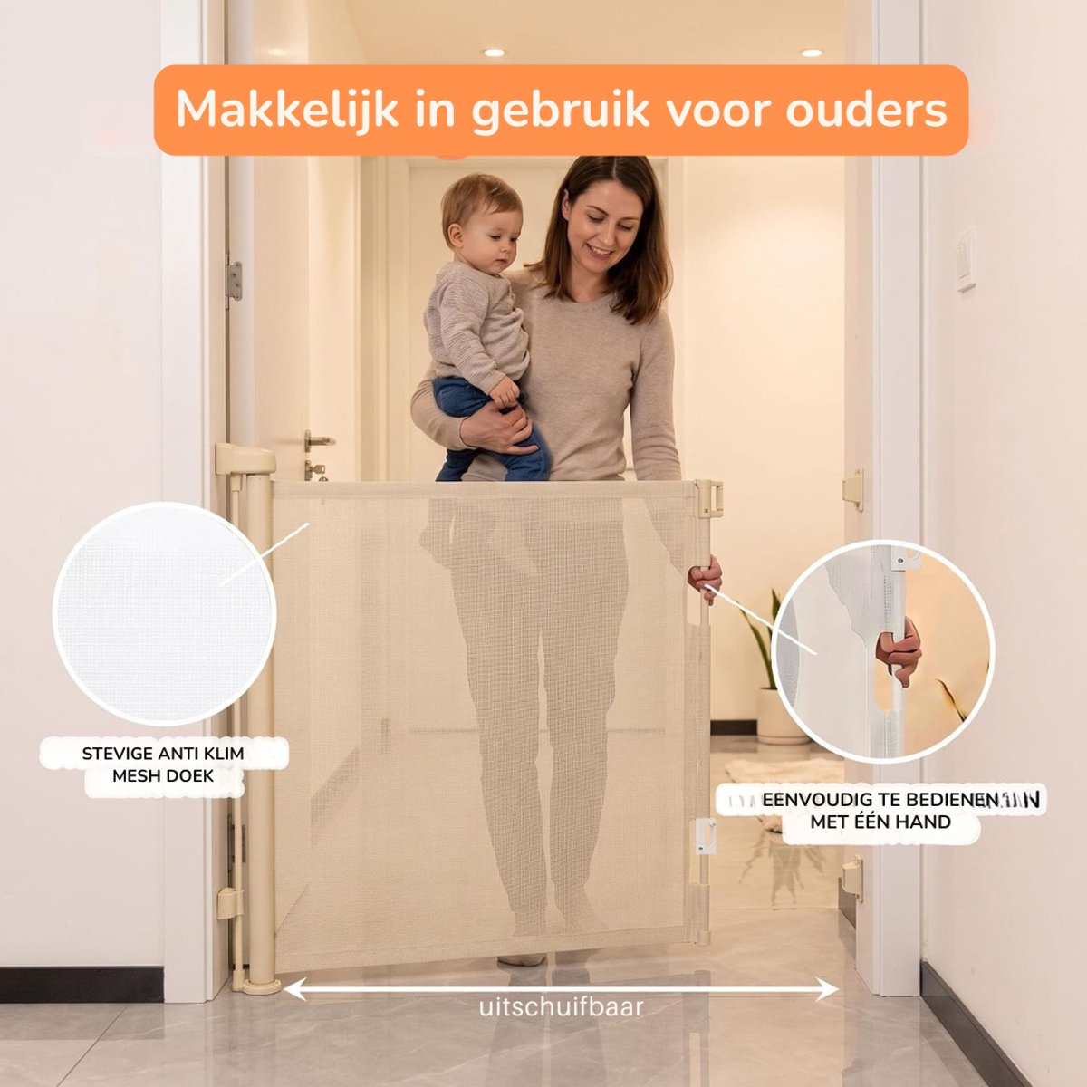 ApexArte® Traphekje – Baby Veiligheidshekje – Deurhekje - Beige