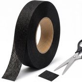 Strijkband - 60 meter - 1,5 cm breed - Zoomband - Instrijkbaar - Gordijnband - Kantenband - Plooiband - Vlieseline - Opstrijkbaar - Zwart