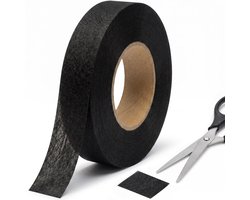 Strijkband - 60 meter - 1,5 cm breed - Zoomband - Instrijkbaar - Gordijnband - Kantenband - Plooiband - Vlieseline - Opstrijkbaar - Zwart