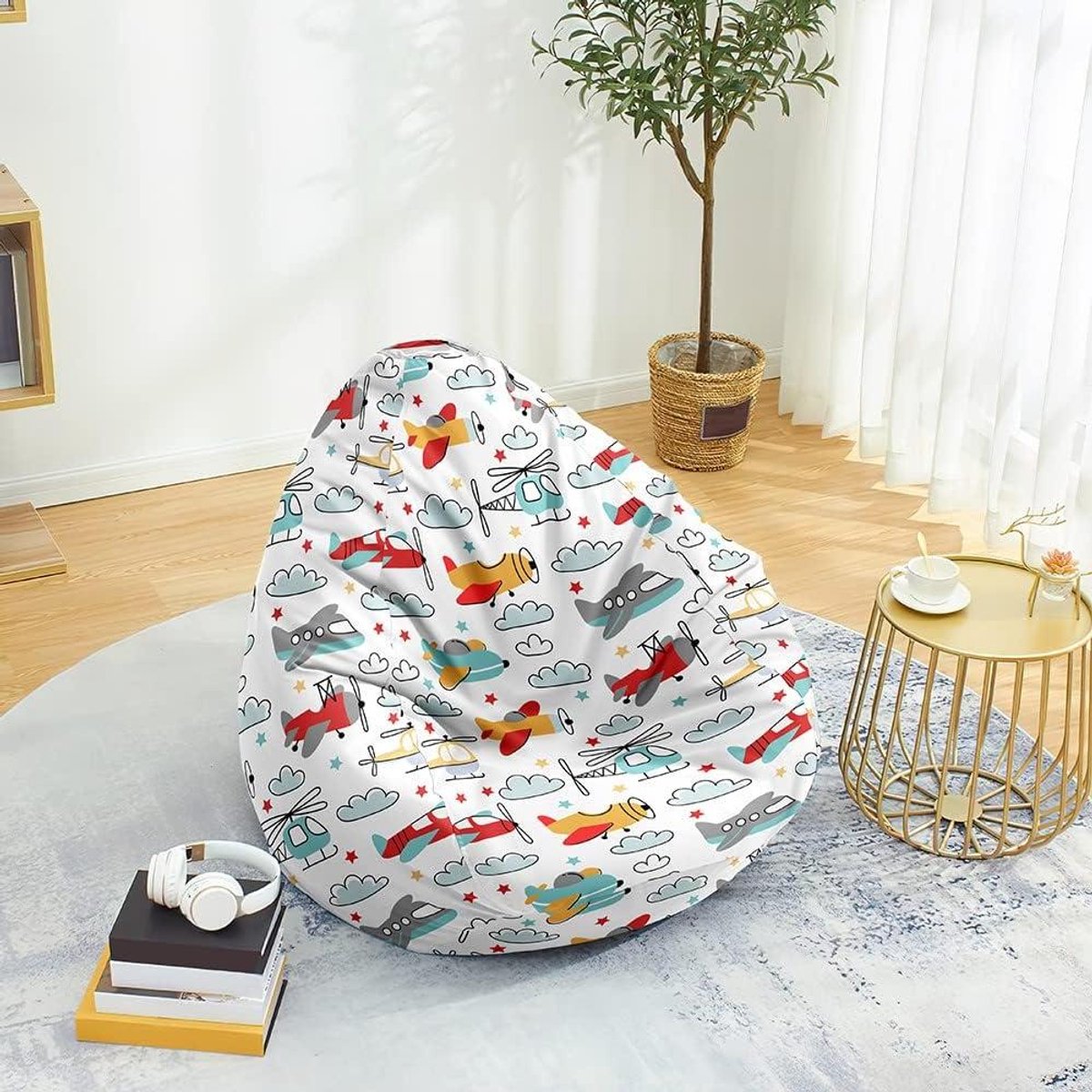 Zitzak Hoezen - Stoelhoes Bankhoes - Speelgoed Opbergen - Met Rits - 90x110cm - Wit