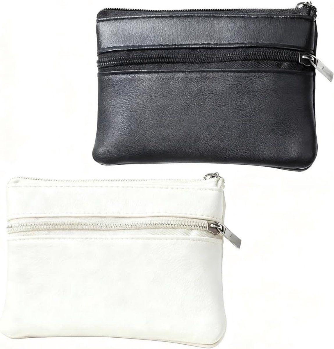 Mini Wallet Dames - Klein Muntzakje met Sleutelhanger - Zwart en Wit - Ideaal voor Dagelijks Gebruik - SnelShoppen