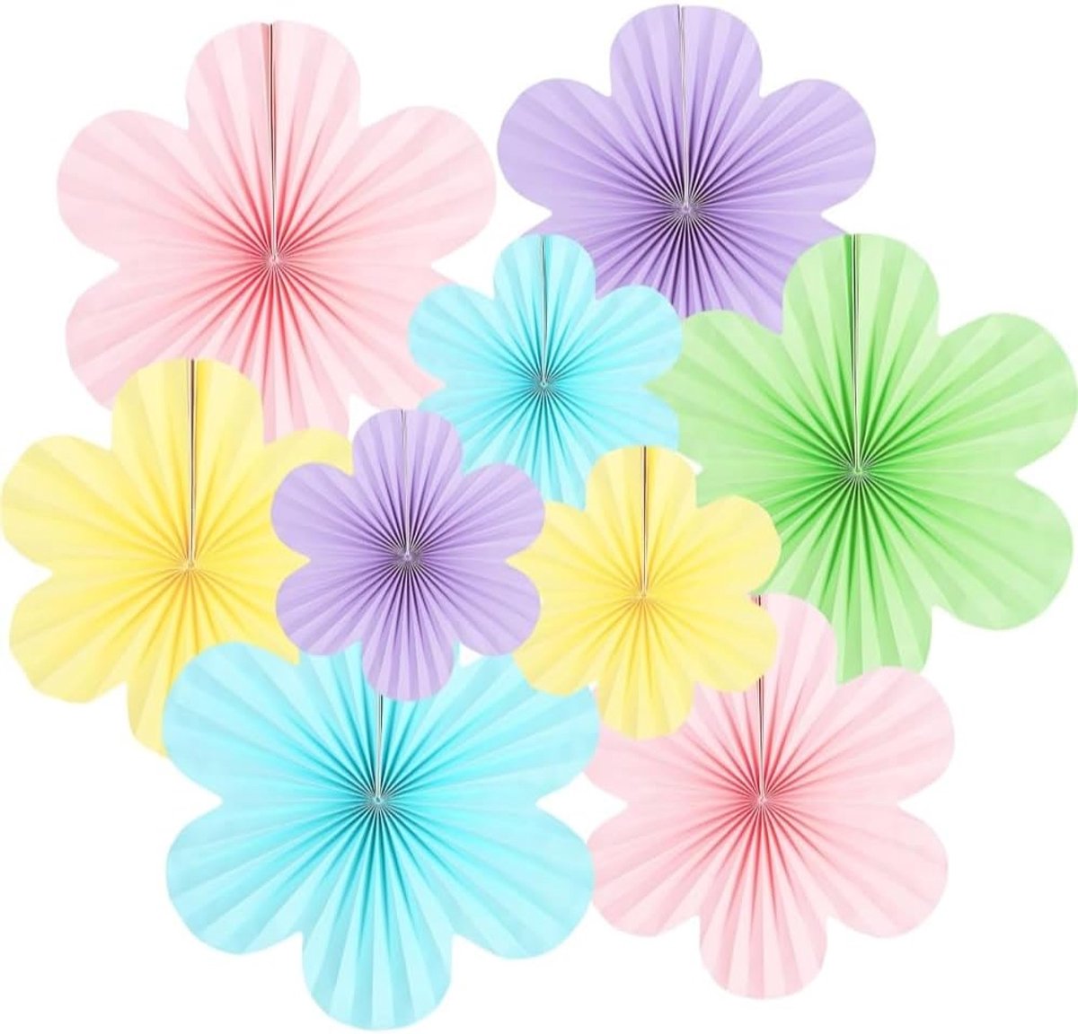 Papieren bloemen decoratie set - 9 stuks - zachtroze en rozenkleur - voor bruiloft of verjaardag - SnelShoppen