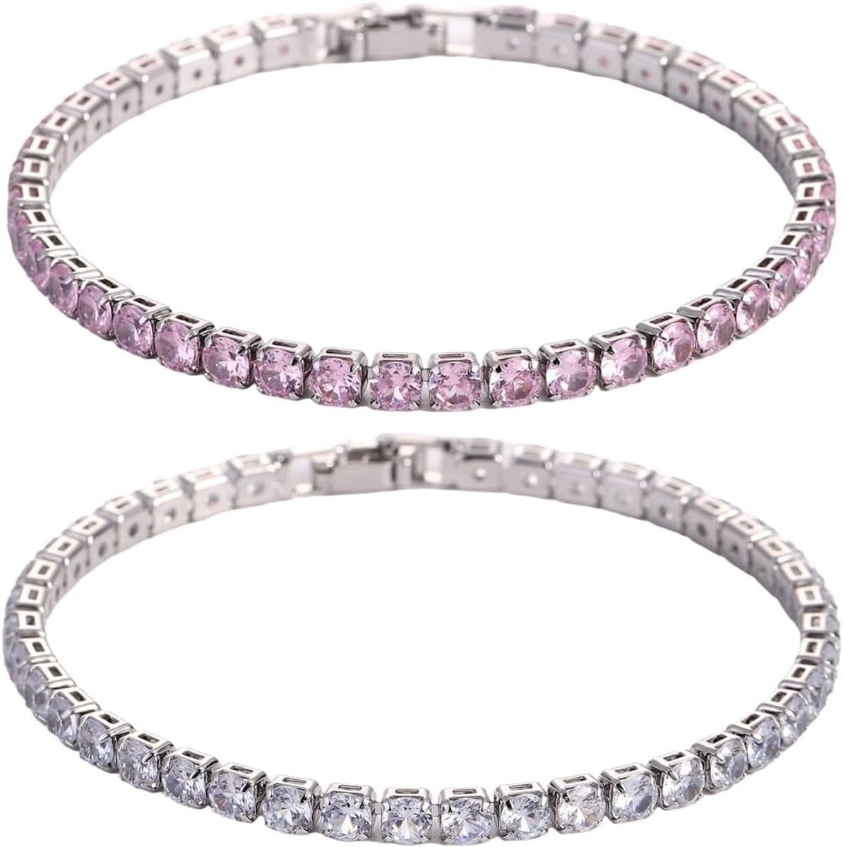 Tennisarmbanden dames set van twee - zirkonia - elastisch design - elegant en gemakkelijk te dragen - SnelShoppen