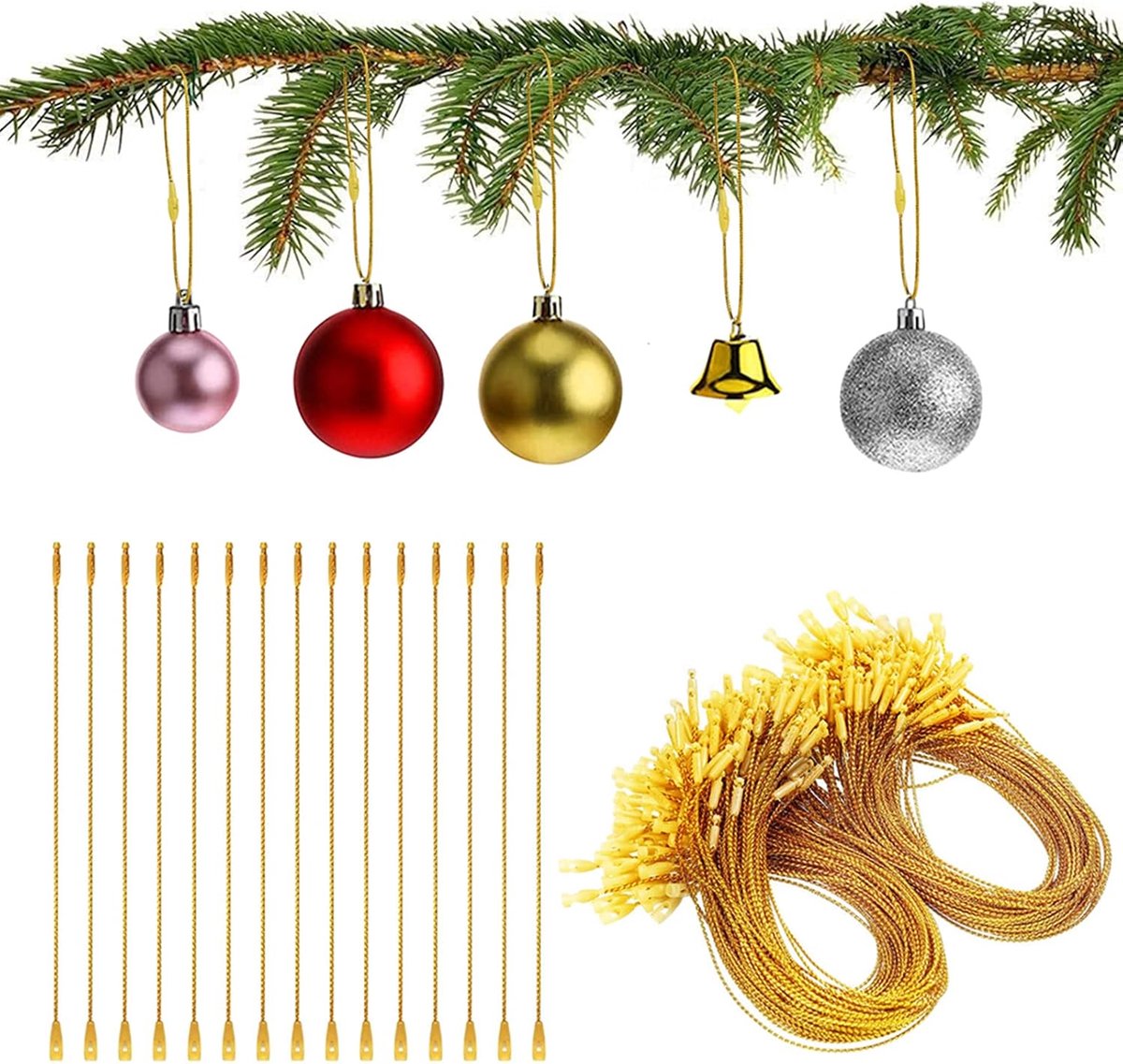 Haken voor kerstboomdecoraties 200 stuks - gouden haken - voor kerstballen - eenvoudig in gebruik - SnelShoppen