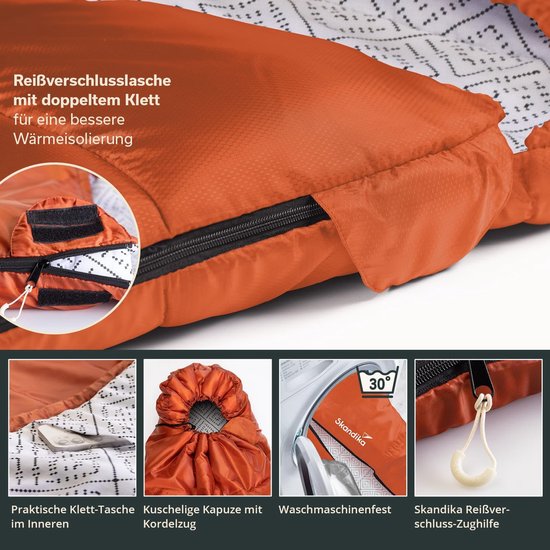 Dubbele Slaapzak - Tweepersoons Slaapzak - Kamperen en Festivals - 3-Seizoenen Gebruik - 220 x 150 cm - Cayenne — afbeelding 3