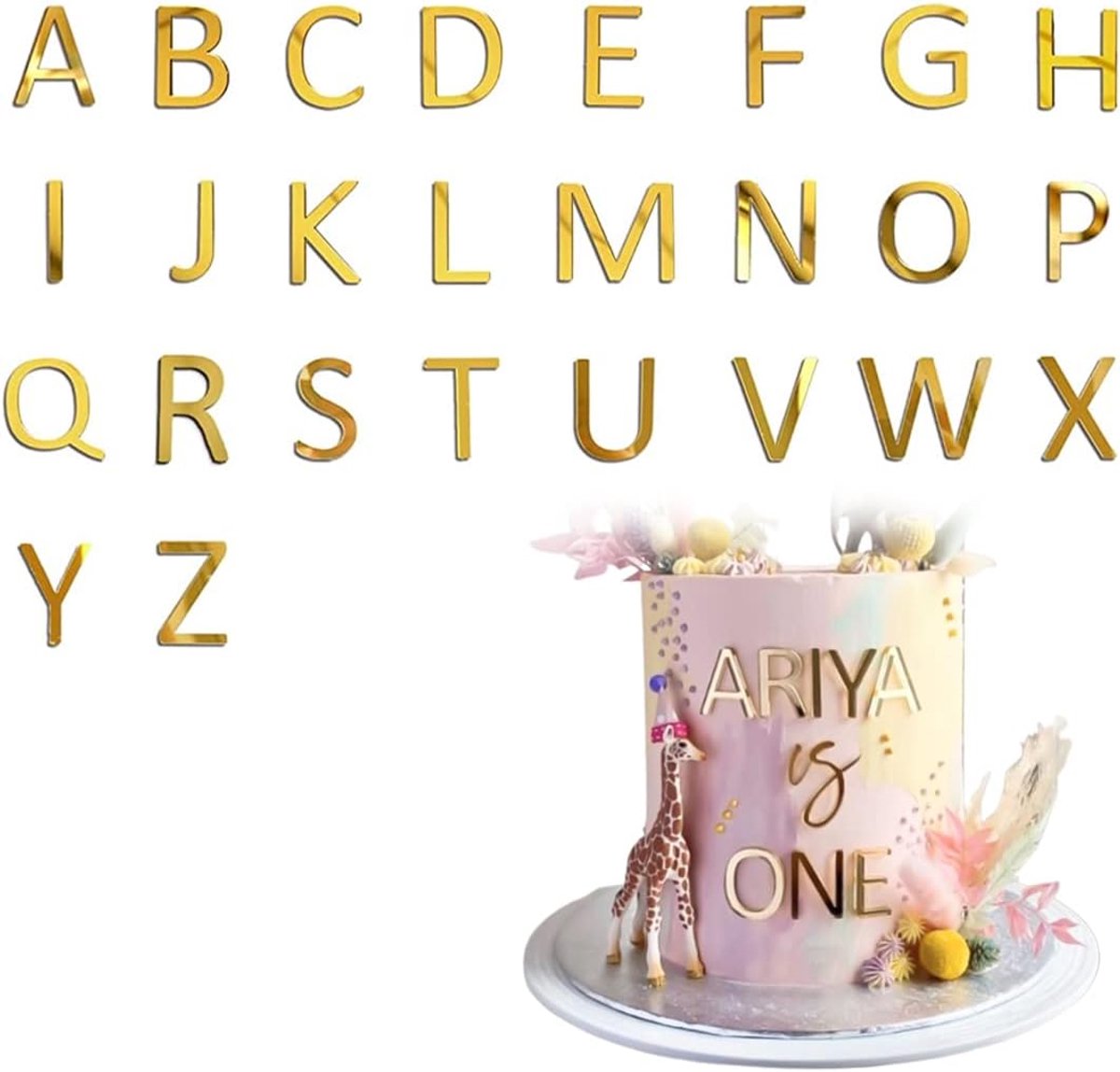 Cake Decoraties 52 Letters - Acryl Goud - Herbruikbaar - Perfect voor Verjaardagen - SnelShoppen