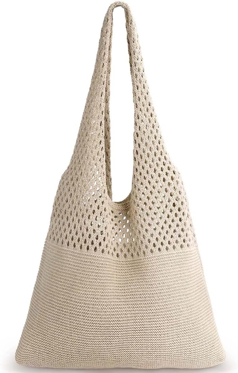 Strandtas voor Dames - Gehaakte Net Strandtas - Gebreide Schoudertas - Ideaal voor Vakantie - SnelShoppen