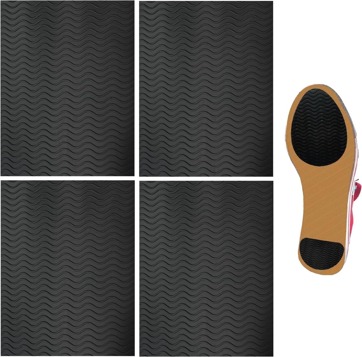 Non-slip schoenzolen stickers 6 stuks - zelfklevende rubberen zoolpads - 10 x 15 cm, snijbaar - SnelShoppen