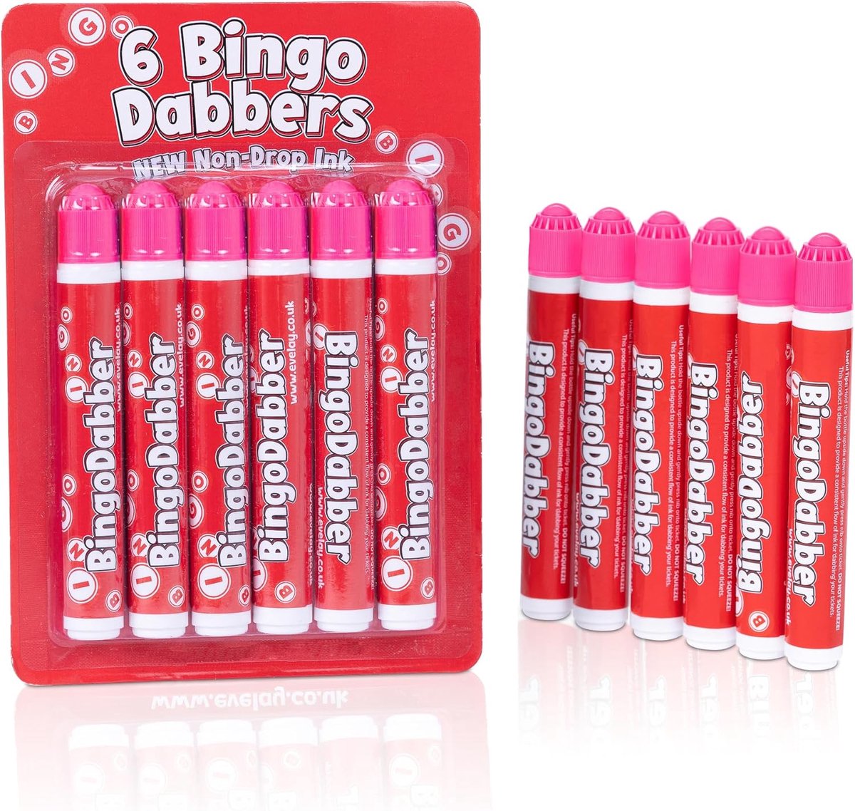 Bingo Dabbers set van 6 - 21ml slimline markers - Drupvrije inkt voor nauwkeurig markeren - SnelShoppen