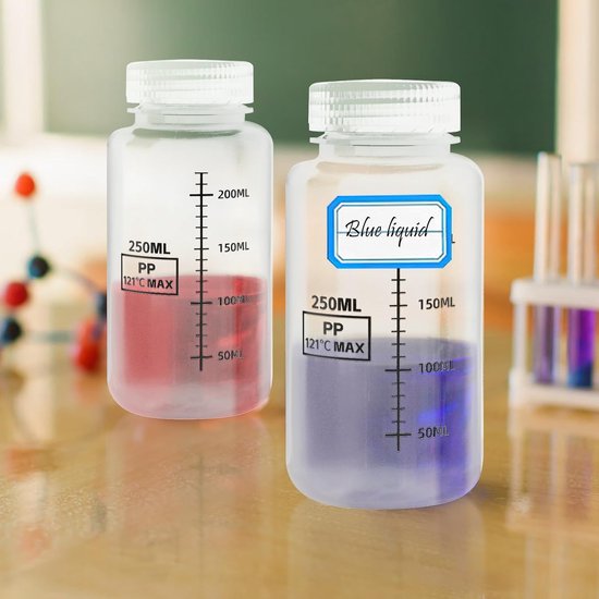 Plastic laboratoriumfles 250ML - brede hals - met schaalverdeling - eenvoudig vullen en reinigen - SnelShoppen — afbeelding 2