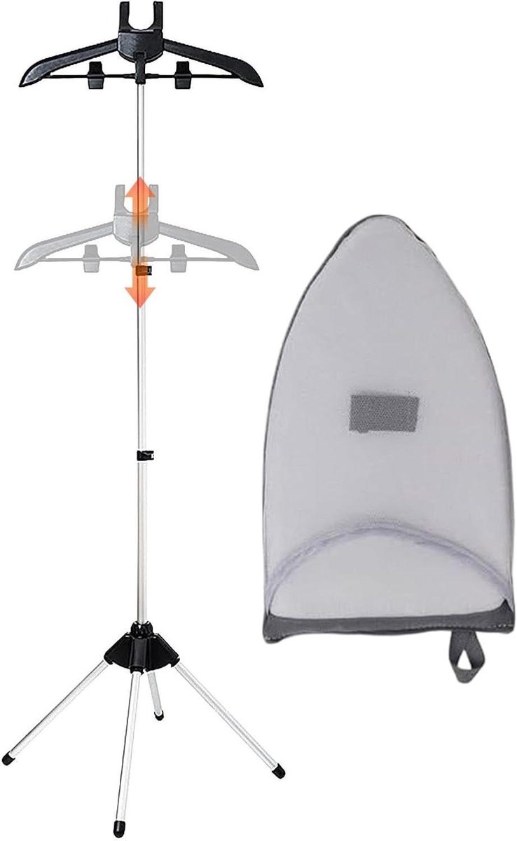 Stoomstrijkbeugel - Kledinghanger Stomen - Kleding Onderhouden - Verstelbaar Aluminium Statief - 15 kg Draagkracht - Zwart