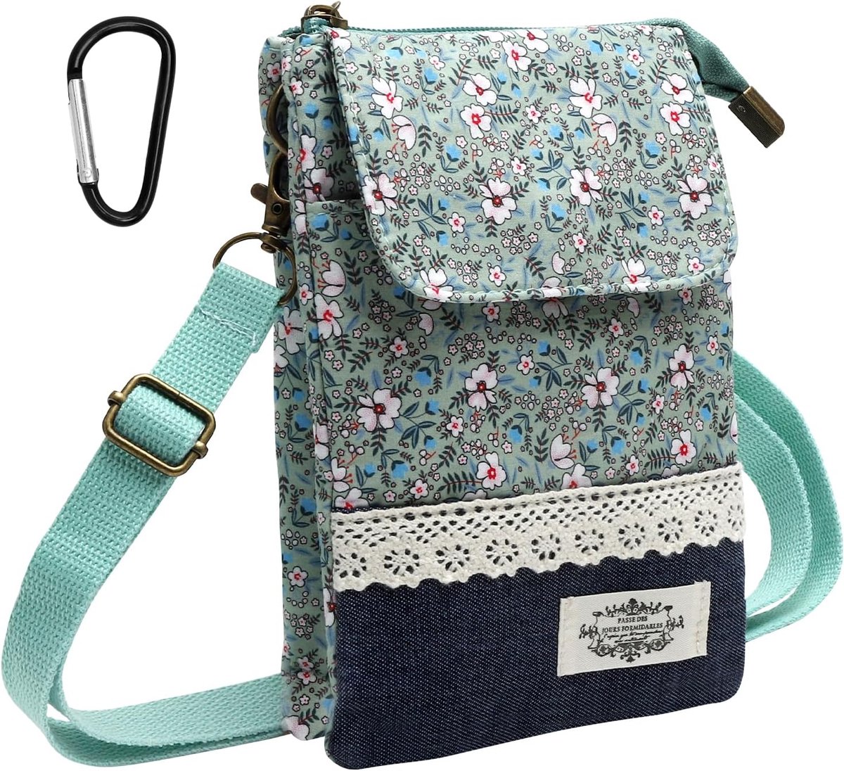Mobiele telefoonhoes met karabijnhaak - schoudertas dames - lichte crossbody tas - ideaal voor dagelijks gebruik - SnelShoppen