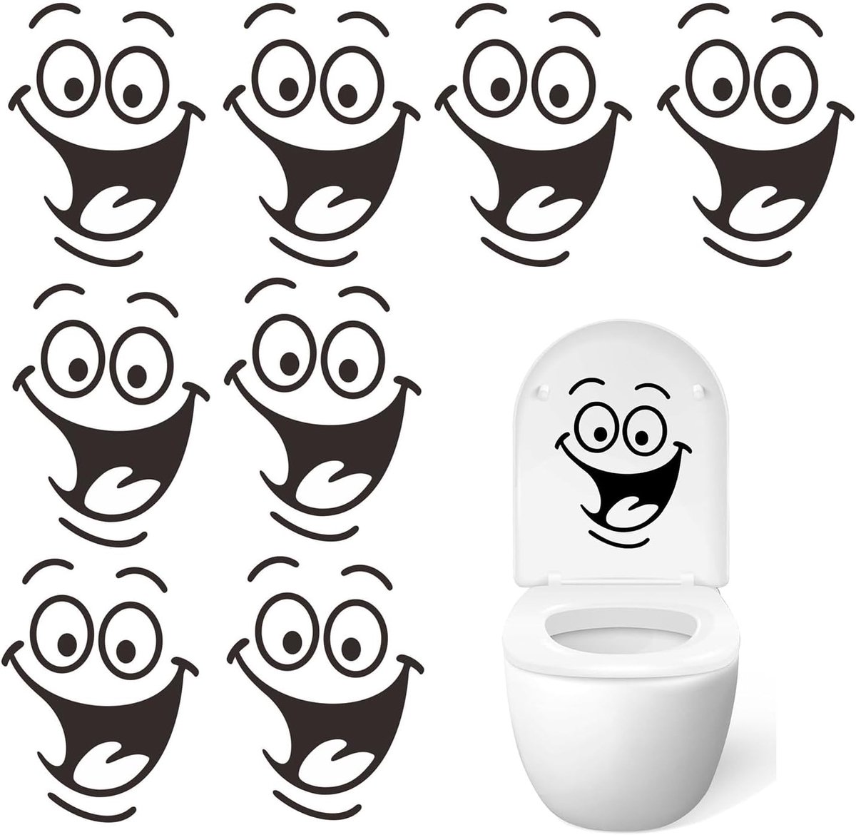 Toiletstickers 8 Stuks - PVC Toiletstickers - Herbruikbaar en Zelfklevend - Leuk voor Badkamerdecoratie - SnelShoppen