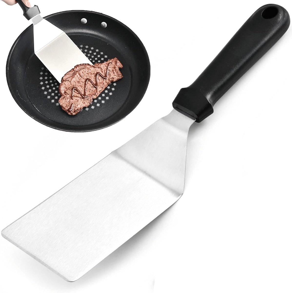 Spatels, Braadspatel en Braadlift voor Binnen en Buiten, Roestvrij Staal Gebruiksvoorwerpen Geweldig voor BBQ Grill Flat Top