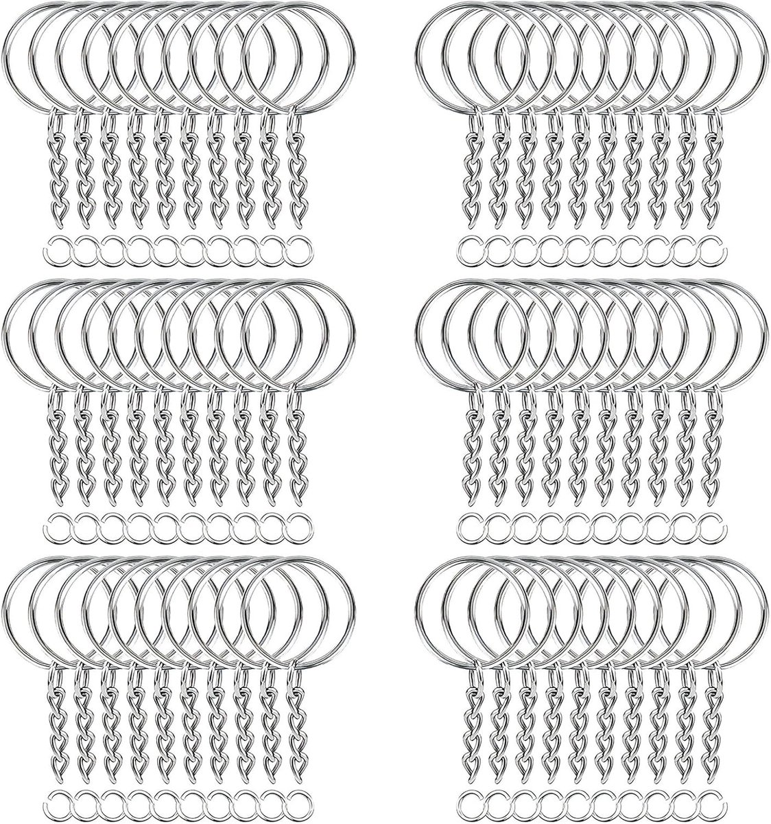 60 stuks sleutelringen van roestvrij staal, ringen 25 mm, sleutelhanger, sleutelhanger