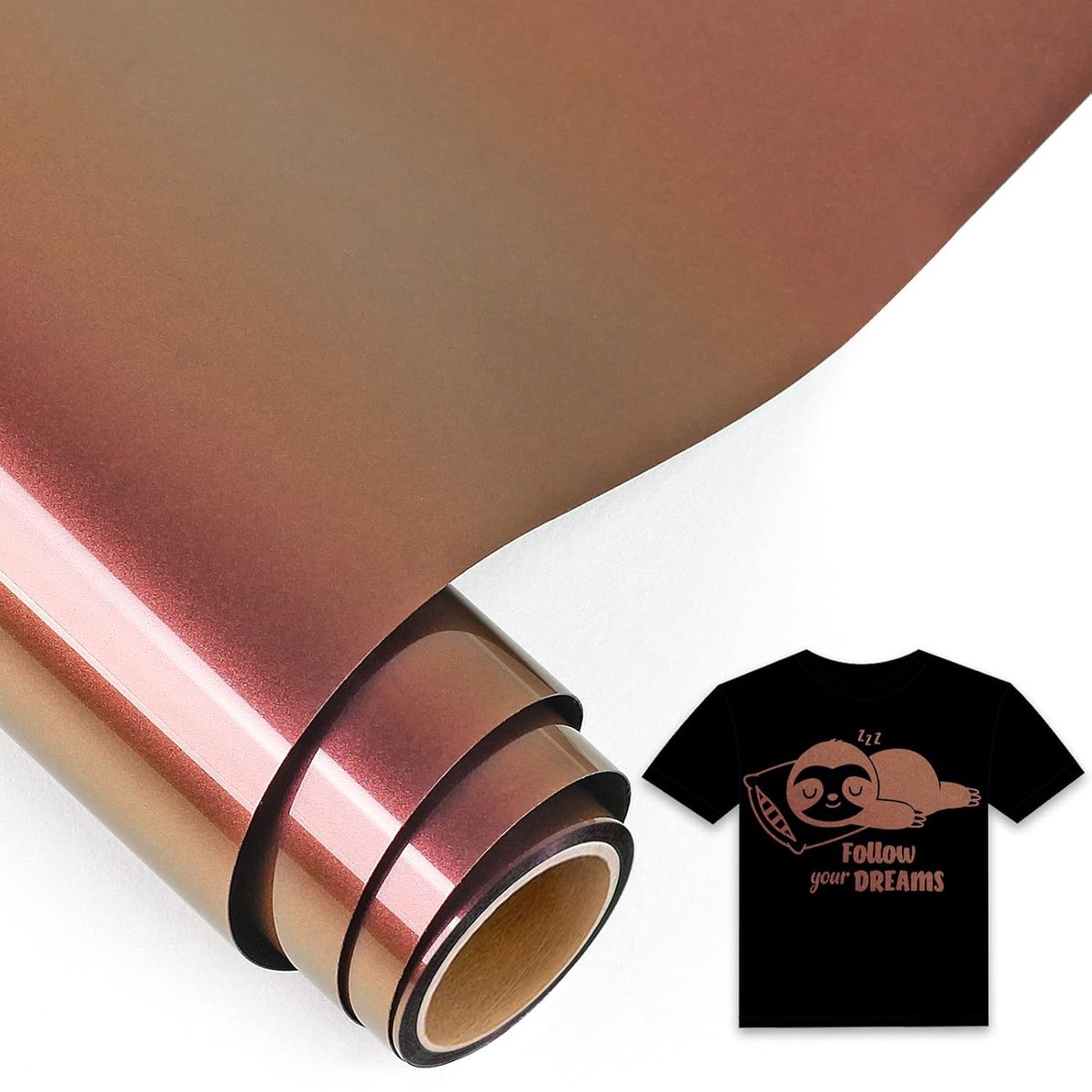 5Ft Chameleon Plotter Film Goud Tot Fuchsia - 30,5 x 152,5 cm Flex Textiel voor Cricut Maker, Silhouet - voor Kleding, Hoeden, Broeken, Andere Stoffen