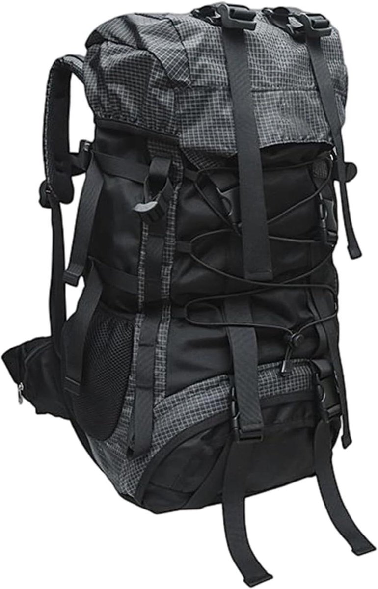 Fietstas Kampeertas - Outdoor Rugzak - Reizen Kamperen - Waterdichte Coating - 60 Liter - Zwart Grijs
