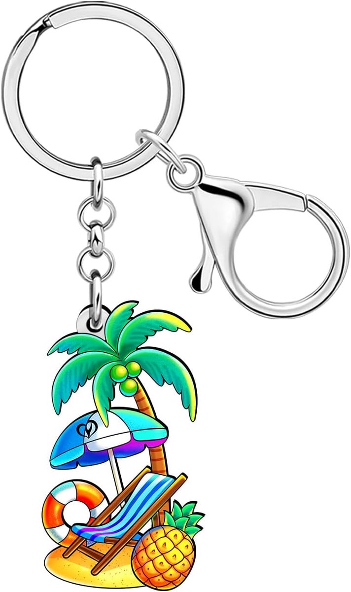 Acryl Fun Strand Lover Geschenken Kokos Palm Boom Strand Sleutelhanger Accessoires Charms Voor Vrouwen Meisje Zomer Oceaan Sieraden