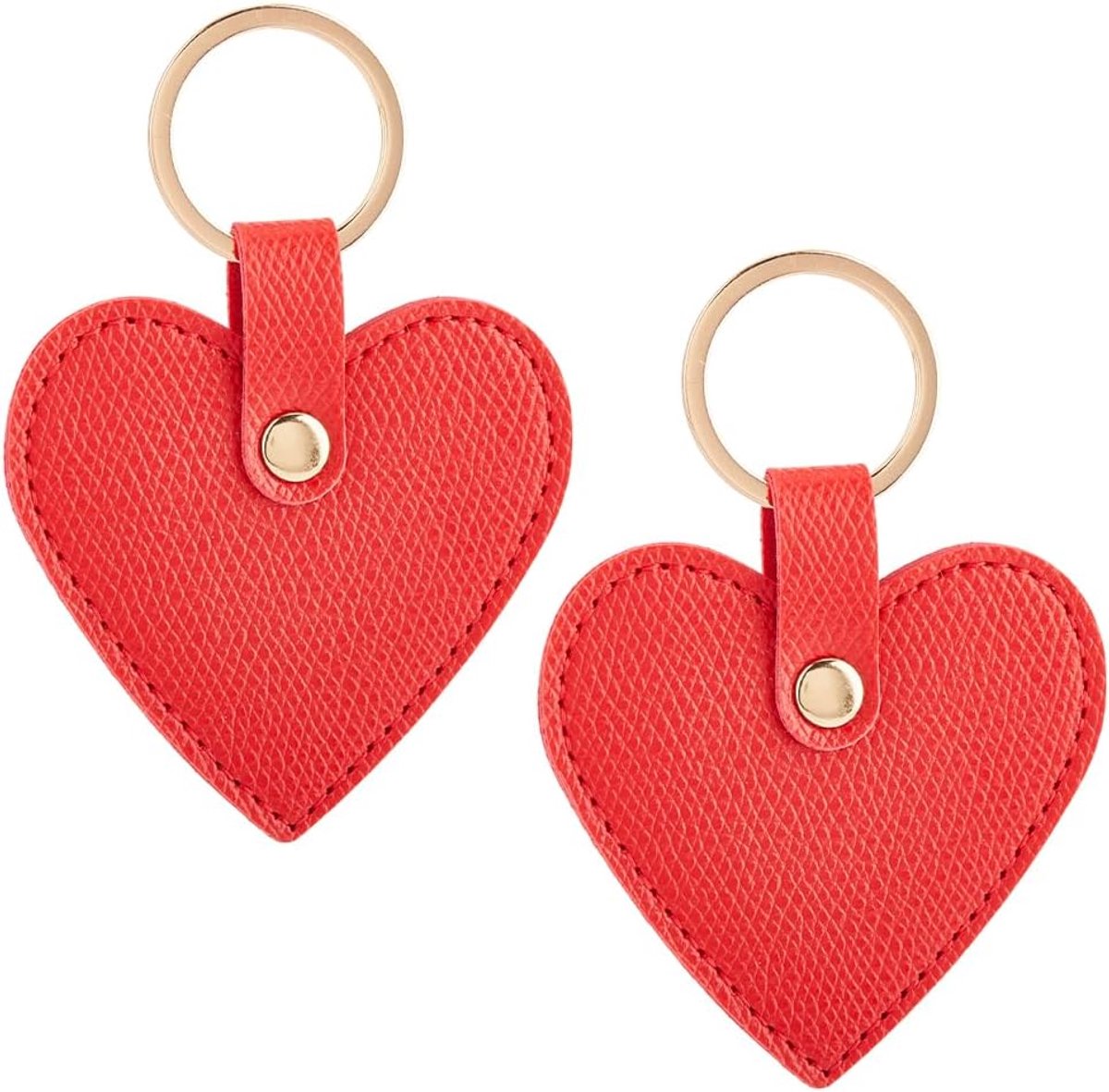 2 sleutelhangers met hartvormige hanger voor dames, kunstleer, organizer voor Valentijnsdag, tas, sleutelhanger, auto-accessoires (rood).