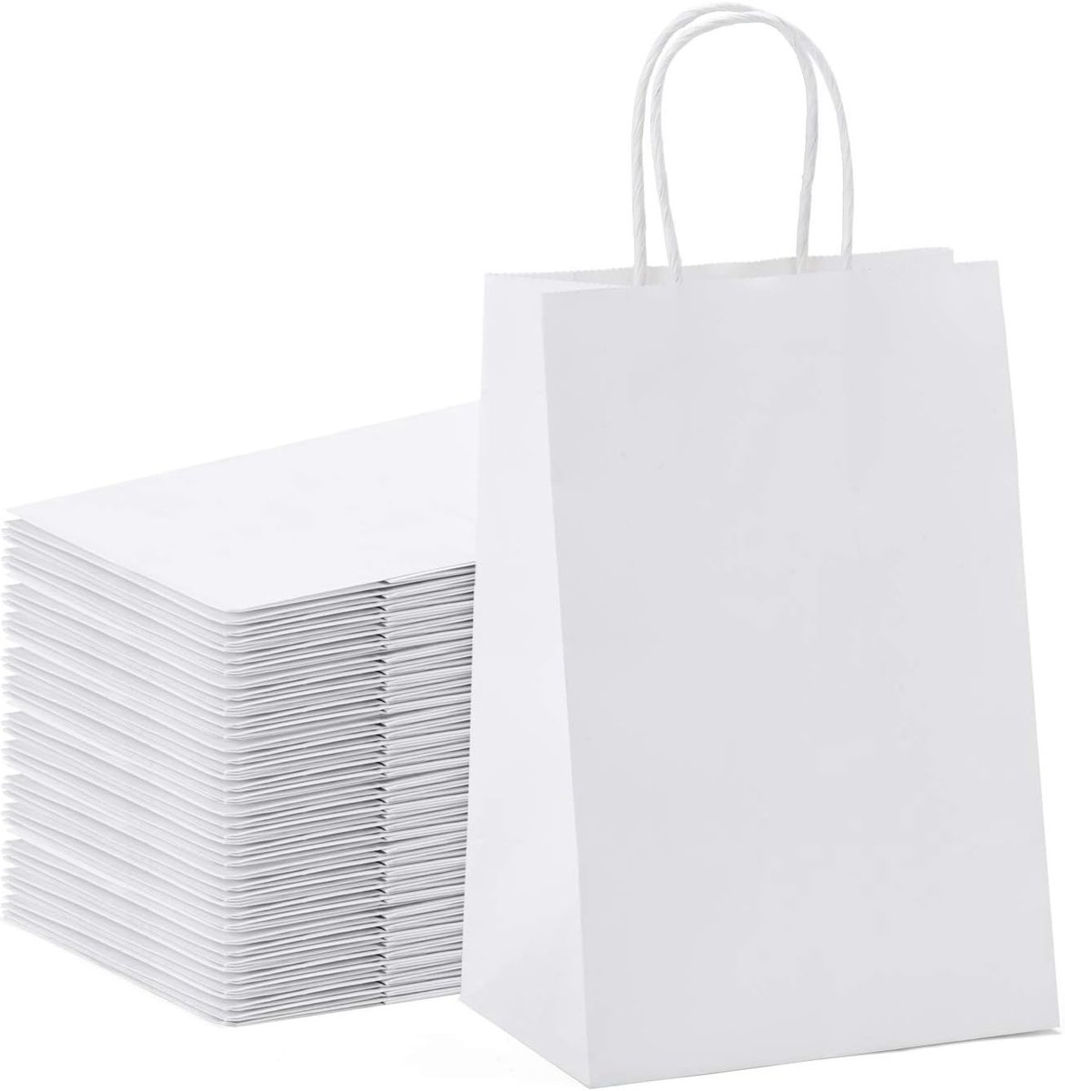 Papieren draagtassen 18x8x22cm - wit - met gevlochten oren - ideaal voor winkelen - SnelShoppen