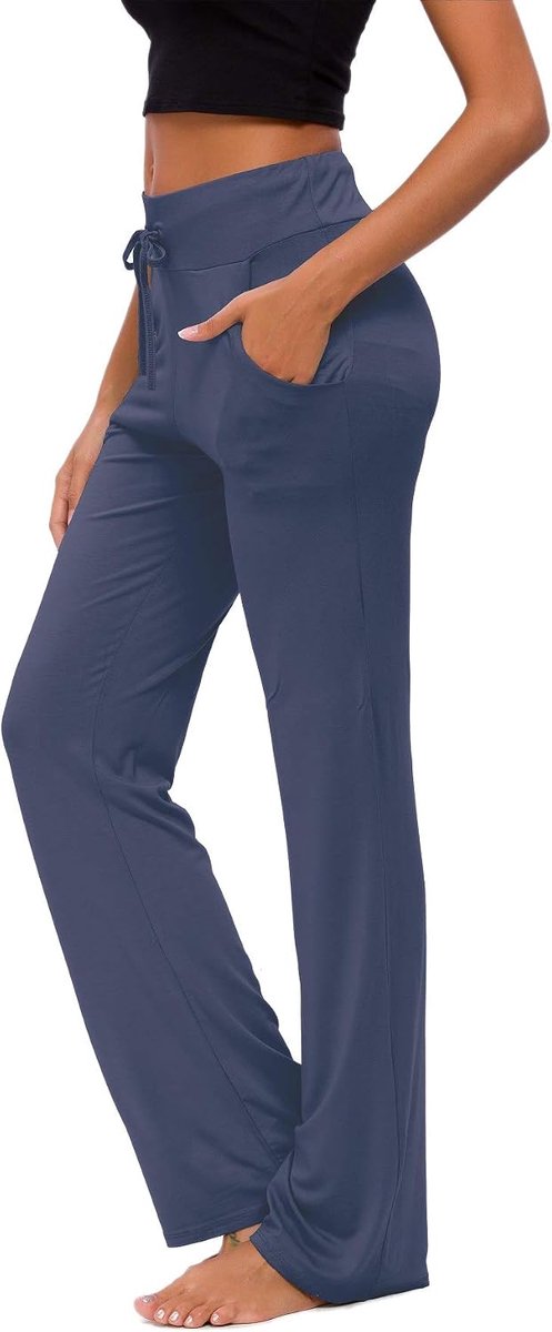 Yogabroek voor dames met zakken rechte pijpen joggingbroek comfortabele modale trekkoord lounge running lange actieve broek