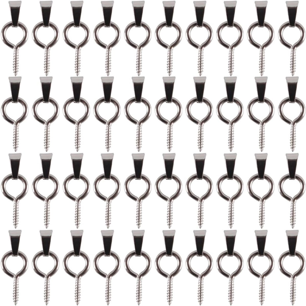 50 stuks roestvrijstalen schroefoogspelden met klembeugels Metalen schroeven Hanger Hanger Oogspeld voor halfgeboorde kralen Charme Flessen