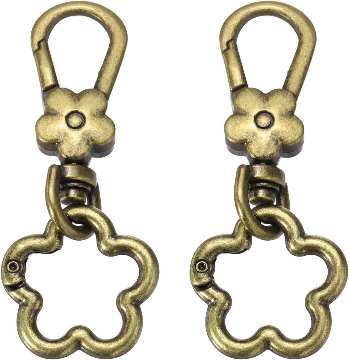 2 stuks snelspanners vorm met ring bloem verstelbaar voor sieraden tas rugzak sleutelhanger kleur brons metaal