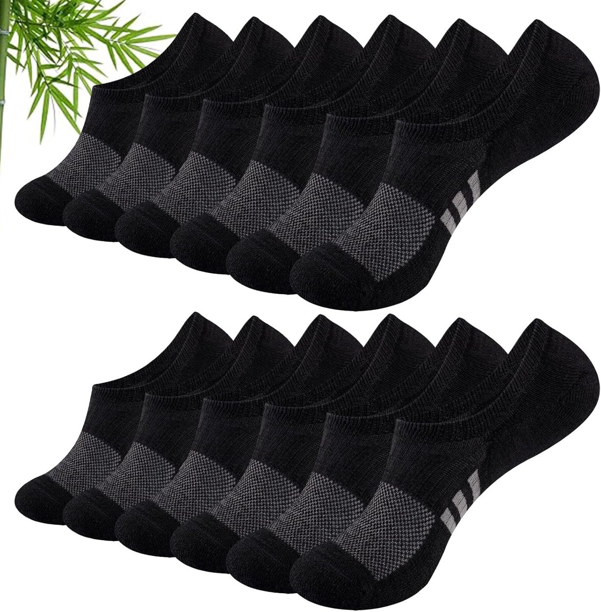 Sokken van Bamboevezel, Maat 35-38/39-42, Anti-Slip Hiel, Zweetabsorberend, Lage en Gevoerde Sportsokken, Geschikt als Cadeau voor Dames en Heren