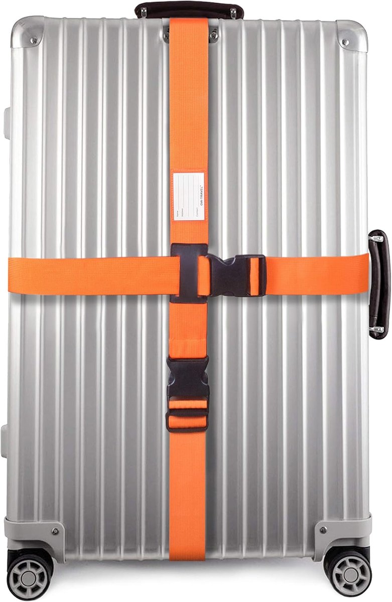 Kruis Kofferriem voor Koffers, Kofferband Bagageriem Oranje 1 St. | Kruisriem met ID-vakje, goed zichtbare cross luggage strap voor reiskoffer, kofferbagage, reizen, vakantie en vliegveld