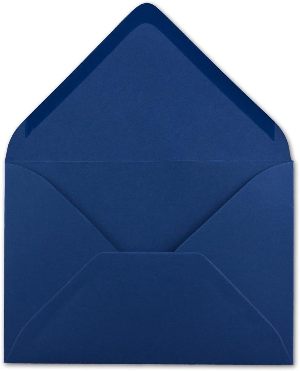 75 DIN C6, nachtblauw, 11,4 x 16,2 cm, 120 g/m², natte plakrand enveloppen, zonder venster, voor uitnodigingen van je glüxx-agent