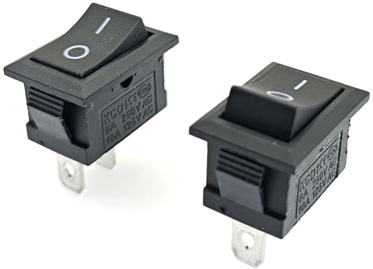 2 Stuks 6A 250V 10A 125V AAN/UIT rechthoekige mini-tuimelschakelaar 2-positie SPST 2-pins snap AC voor auto's, boten, huishoudelijke apparaten