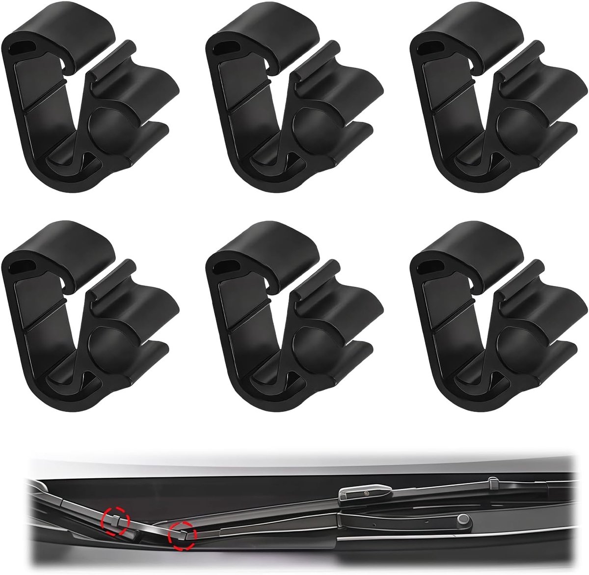 6-delige montageclipset voor Citroën, robuuste bevestigingsmiddelen voor ruitenwisserarmen, accessoires voor ruitensproeierslangen, compatibel met 3008, 5008, C5, DS7