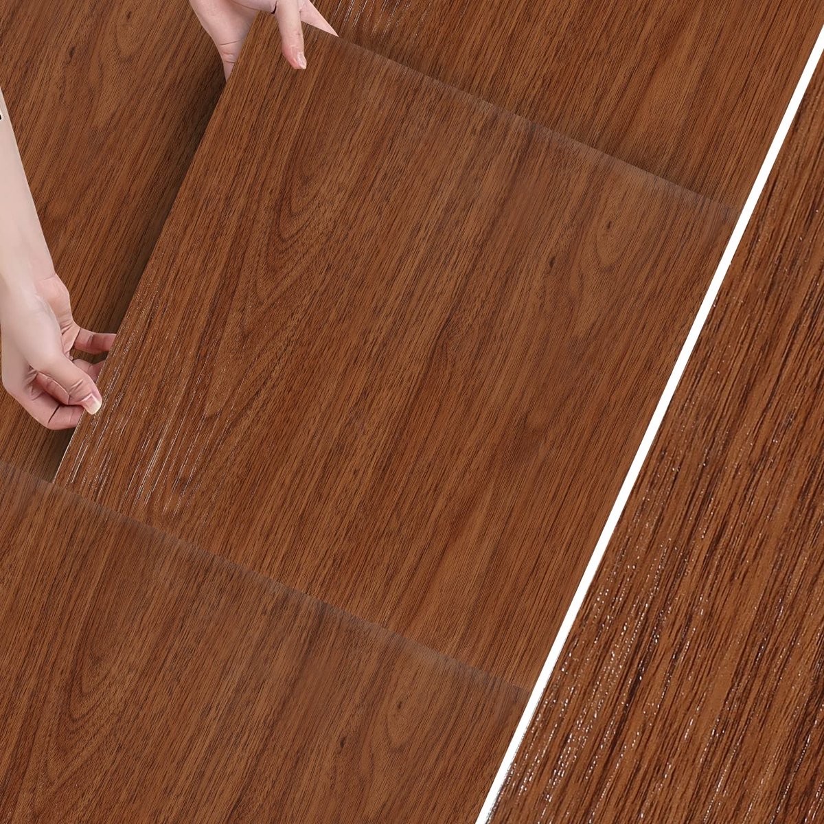 Vinyl vloer, zelfklevend, 30 x 30 cm dik, 1,5 mm vinyl, laminaat, 1 m²/11 tegels, vloertegels, antislip, waterdicht, voor woonkamer, keuken (houtkleur)