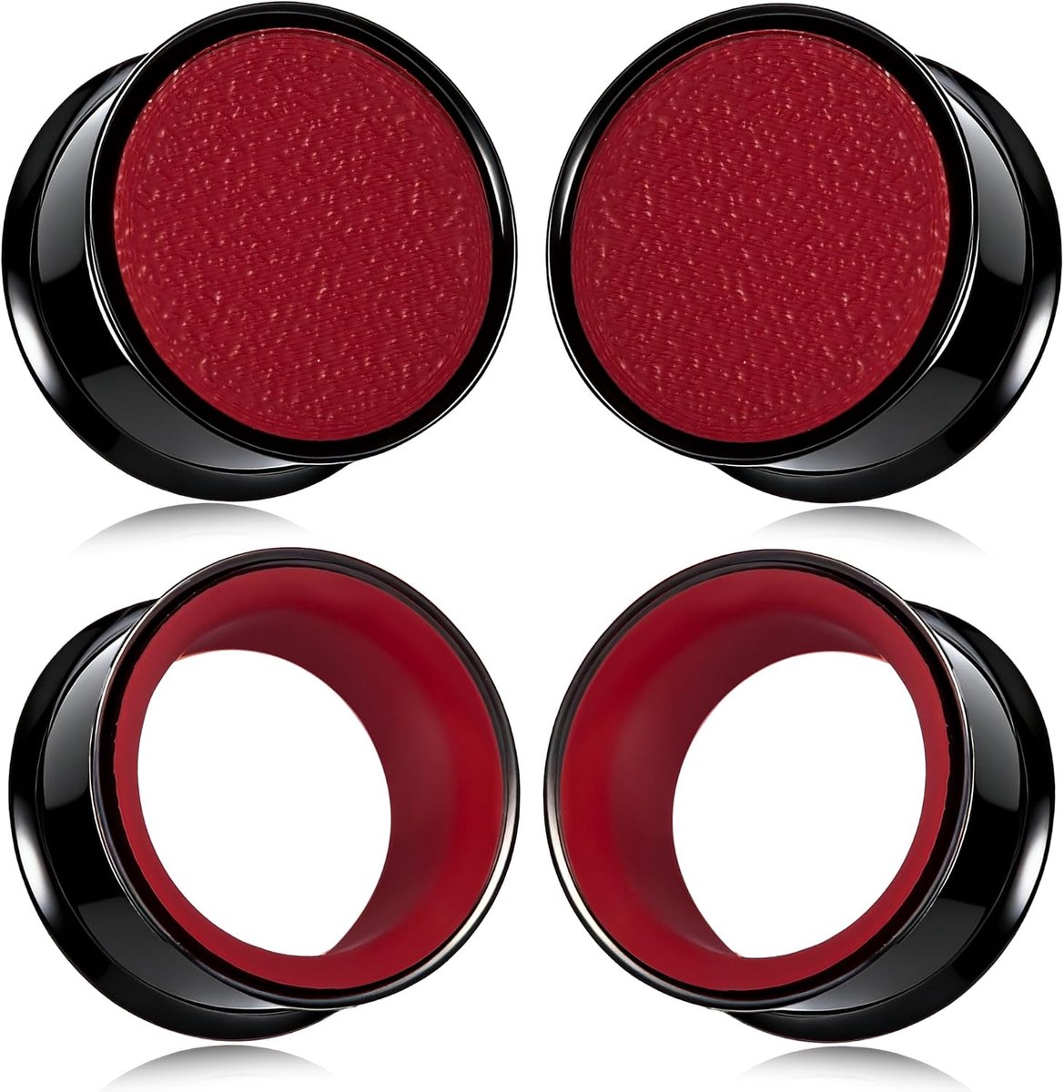 Oor Flesh Tunnel 2 paar oorpiercing roestvrij staal double flared zwart zilver oorplug uitgerekte expanderpiercing sieraden voor vrouwen en mannen 6 mm - 25 mm