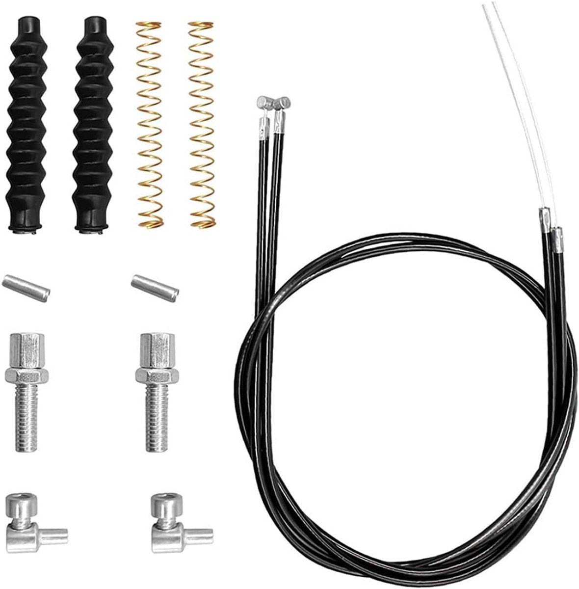 1 Set Universele Remkabel Reparatieset - Remkabel met Huls, Eindkappen en Nippels voor Fiets, Step & E-Step, Zwart, Duurzame Stalen Kabels voor Eenvoudige Montage